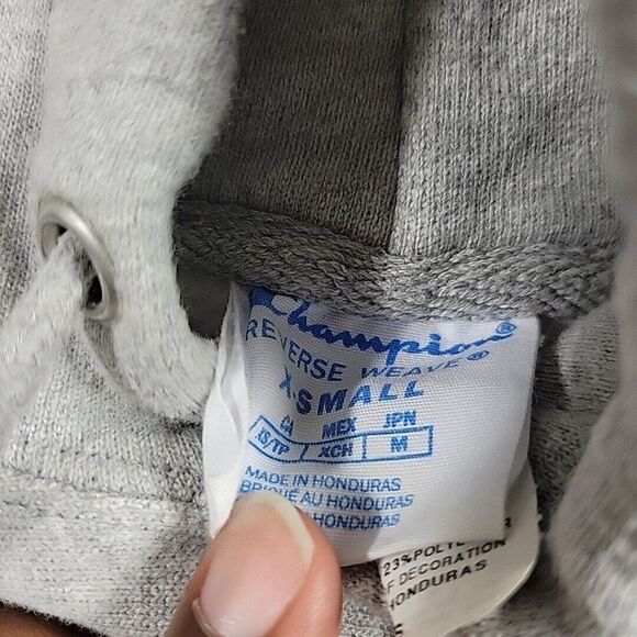 Champion Sweatshirt Adult XS Gray Reverse Weave Hoodie Spellout Long Sleeve - Picture 2 of 7
